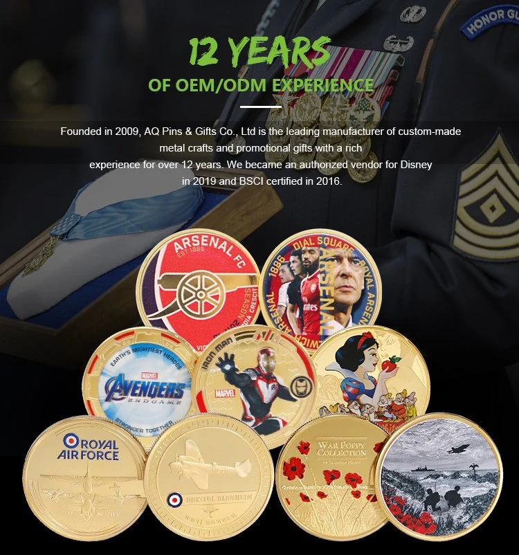 Wholesale Factory Custom 3D Antique Gold Metal Logo Craft Medal Replica Token Old Alloy Badge Souvenir Gift Police Military Enamel Commemorative Challenge Coins